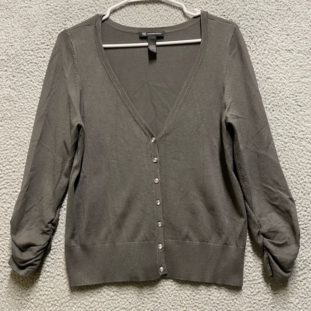 INC Cardigan Womens Large Gray Long  Sleeve Button Up Sweater